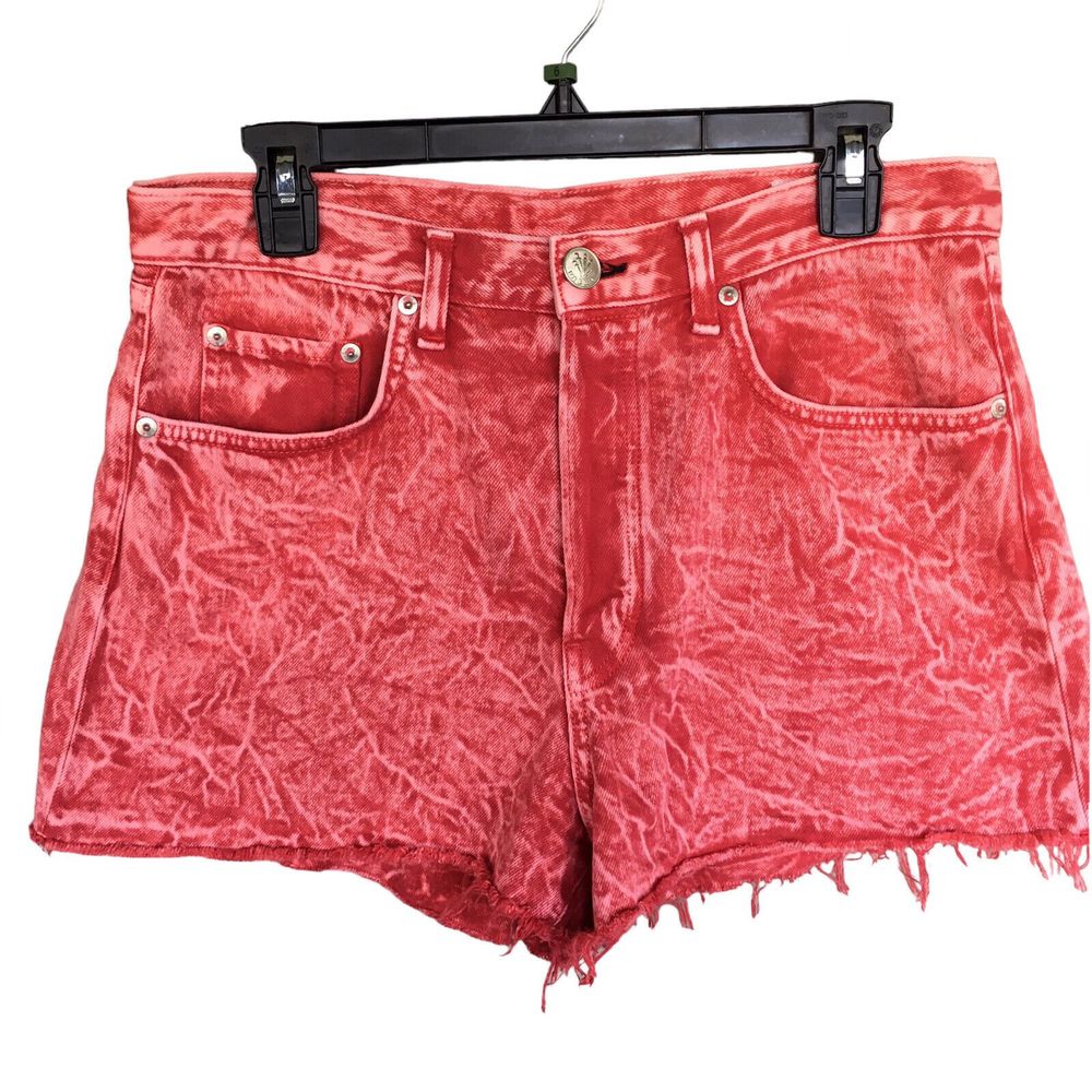 Rag & Bone Maya Denim Shorts Womens 31 Red Cut-Off High-Rise Button Fly Festival